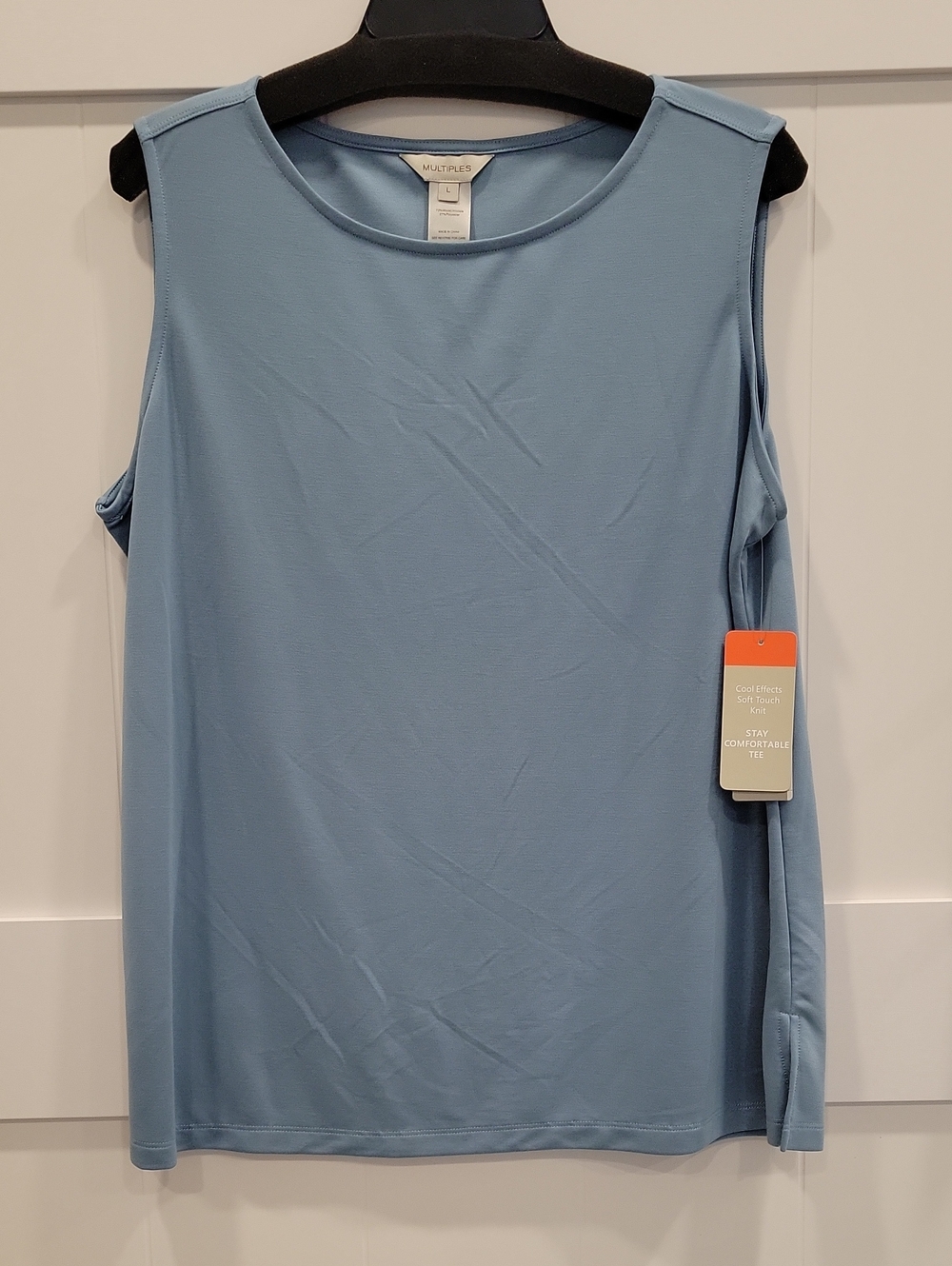 Multiples Sleeveless Knit Tank in Dusty Blue